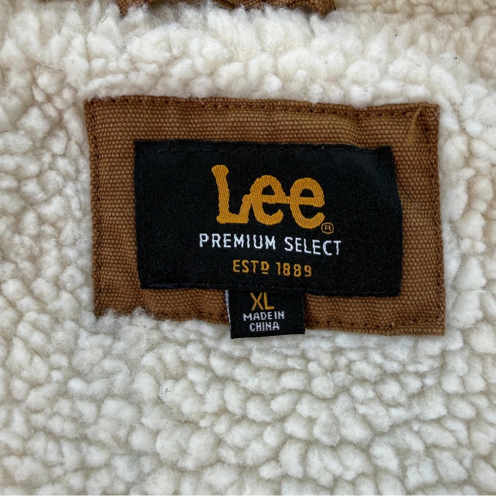 Lee Sherpa Lined Work Vest Brown Duck Canvas Full Zip Workwear Mens XL - Picture 6 of 7